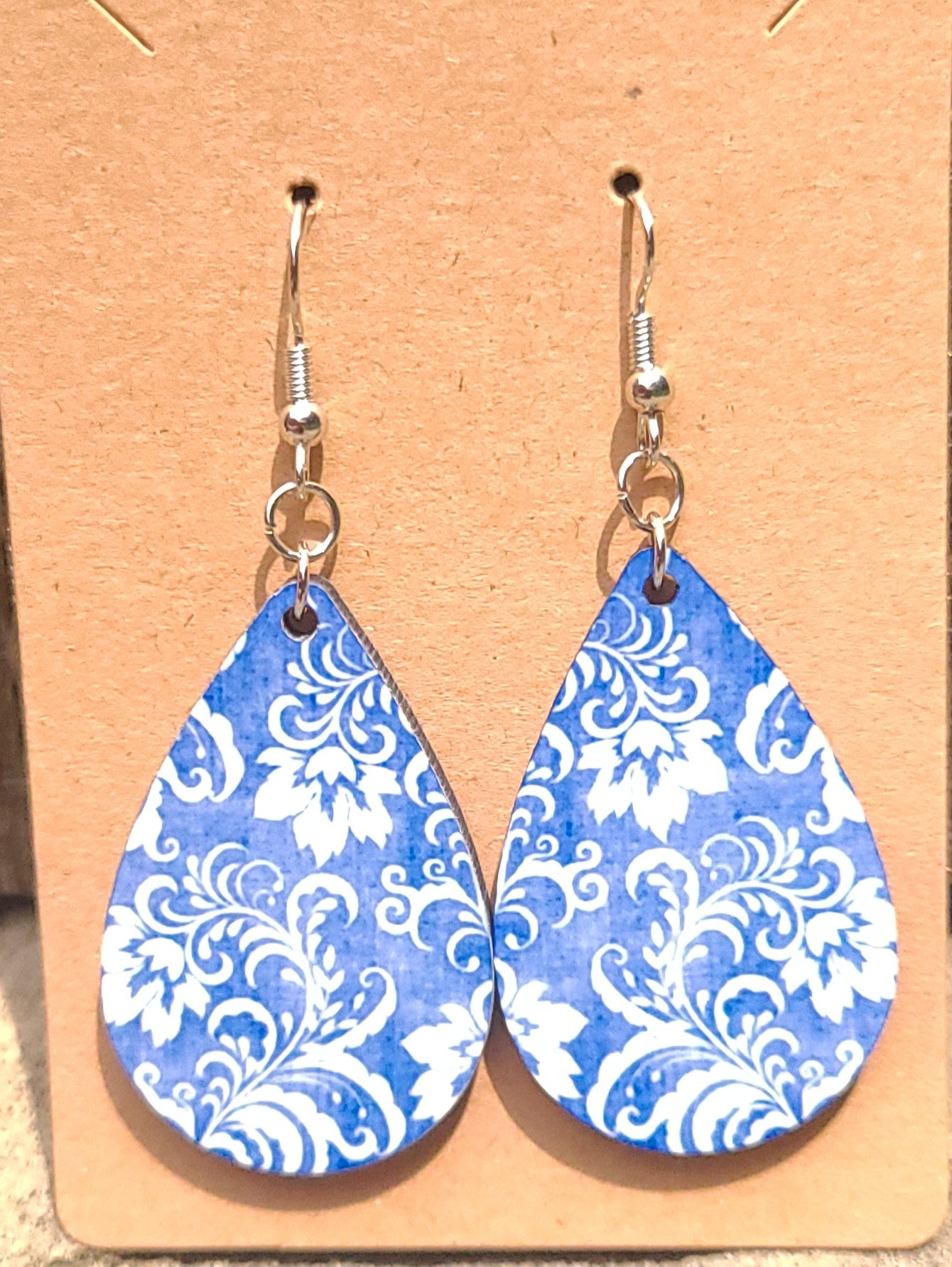 Blue and White Flourish Earrings
